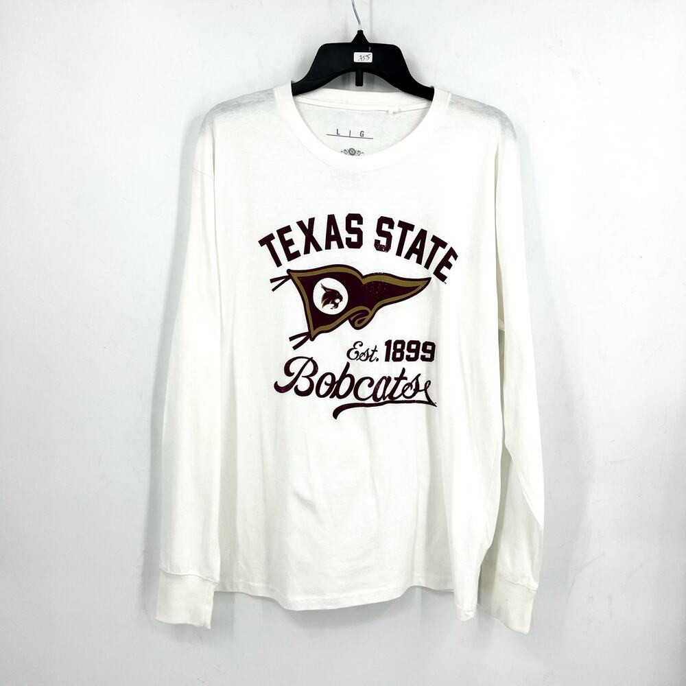 THREE SQUARE Texas State University Pine Top Old Graphic T-shirt Large White NWT